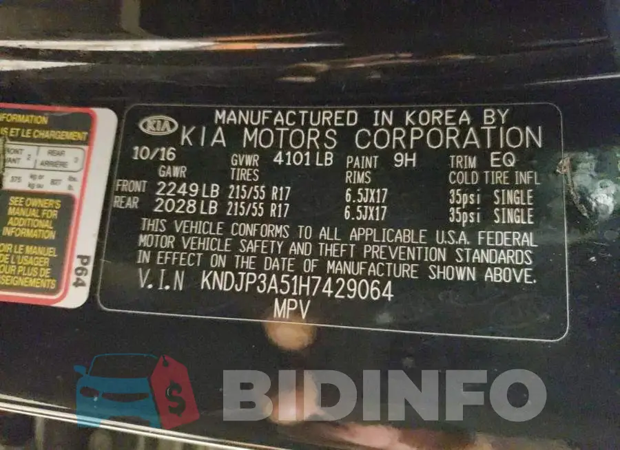 KNDJP3A51H7429064 Photo# 12