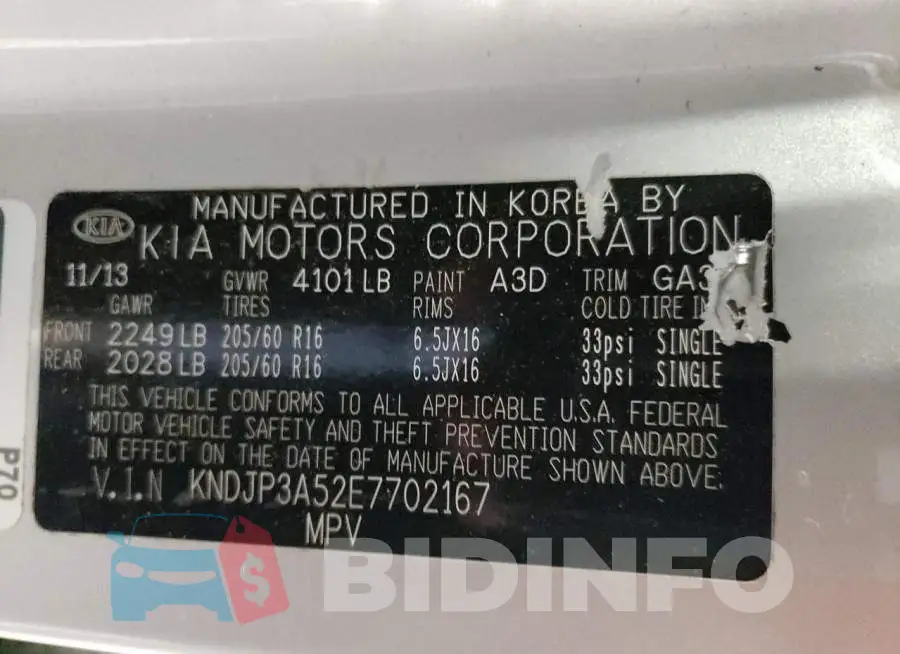 KNDJP3A52E7702167 Photo# 12