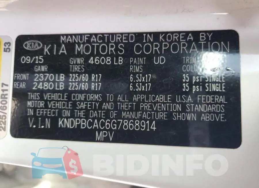 KNDPBCAC6G7868914 Photo# 12