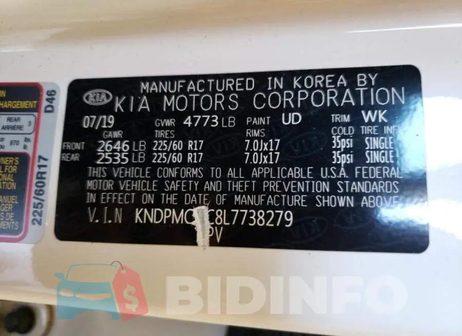 KNDPMCAC8L7738279 Photo# 10