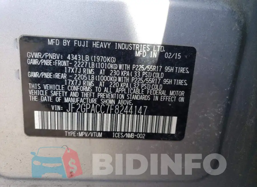 JF2GPACC7F8244147 Photo# 13