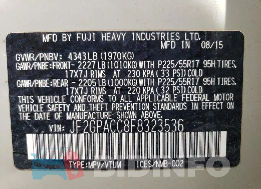 JF2GPACC8F8323536 Photo# 13