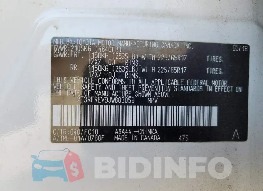 2T3RFREV9JW803059 Photo# 13