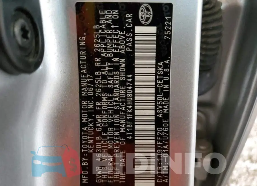 4T1BF1FK4HU804744 Photo# 12