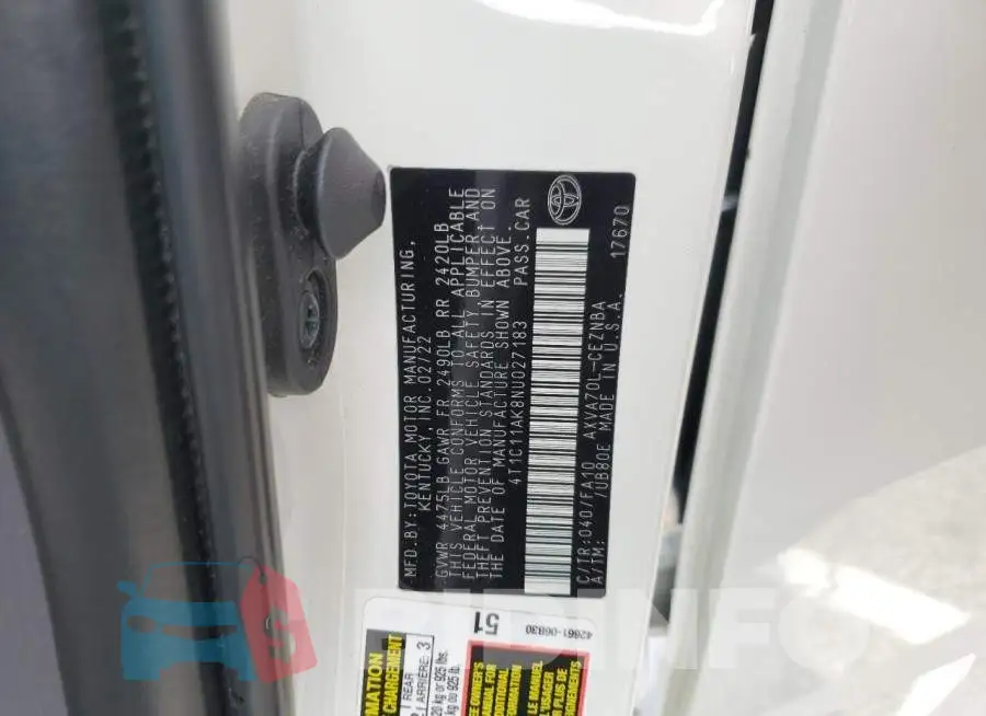 4T1C11AK8NU027183 Photo# 13