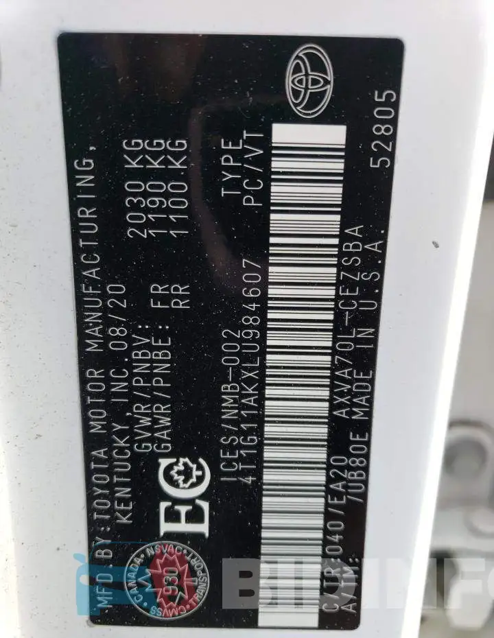 4T1G11AKXLU984607 Photo# 12