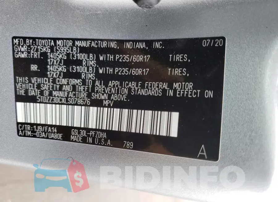 5TDZZ3DCXLS078676 Photo# 13