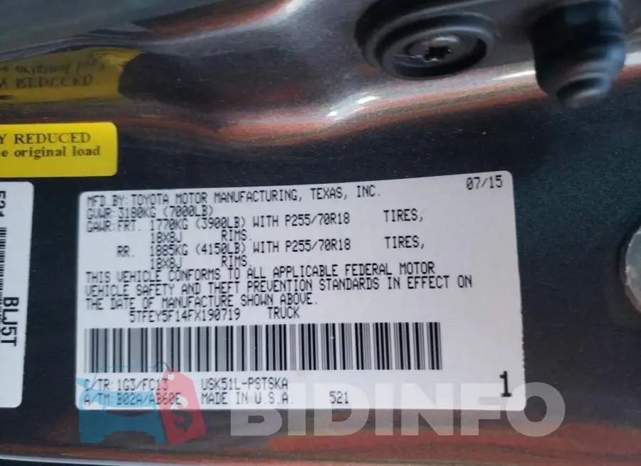 5TFEY5F14FX190719 Photo# 12