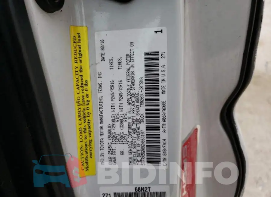 5TFRX5GN8GX063107 Photo# 12