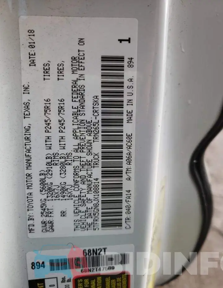 5TFRX5GN8JX108814 Photo# 12