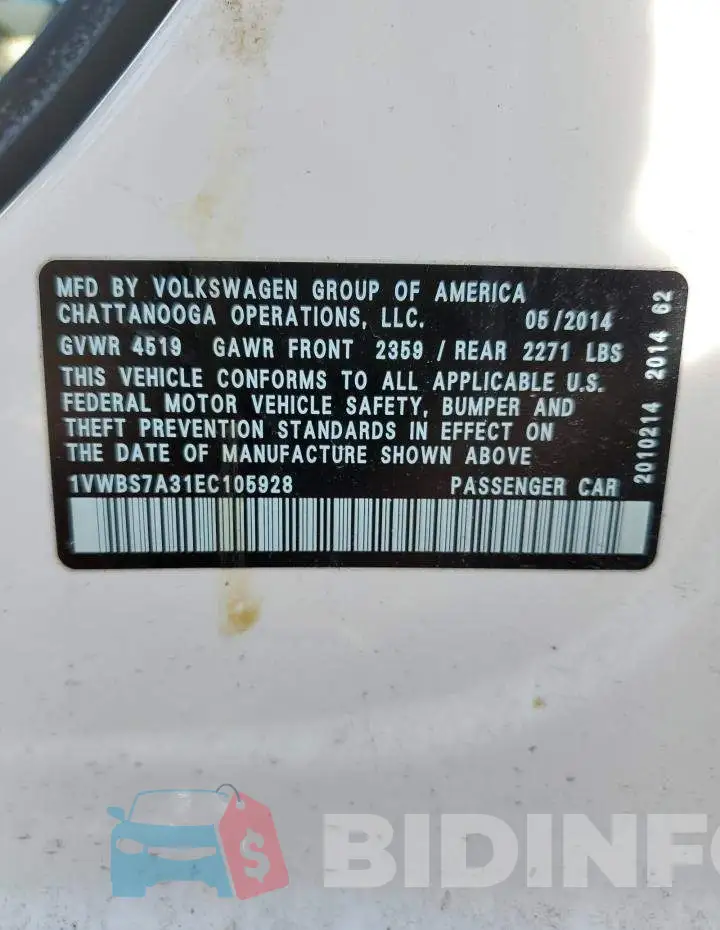 1VWBS7A31EC105928 Photo# 12