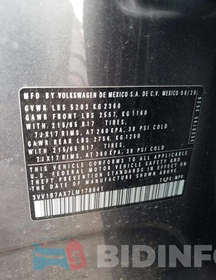 3VV1B7AX7LM178641 Photo# 12