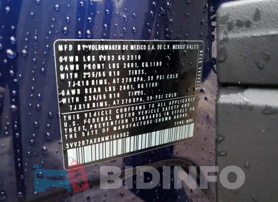 3VV2B7AX8NM164982 Photo# 13