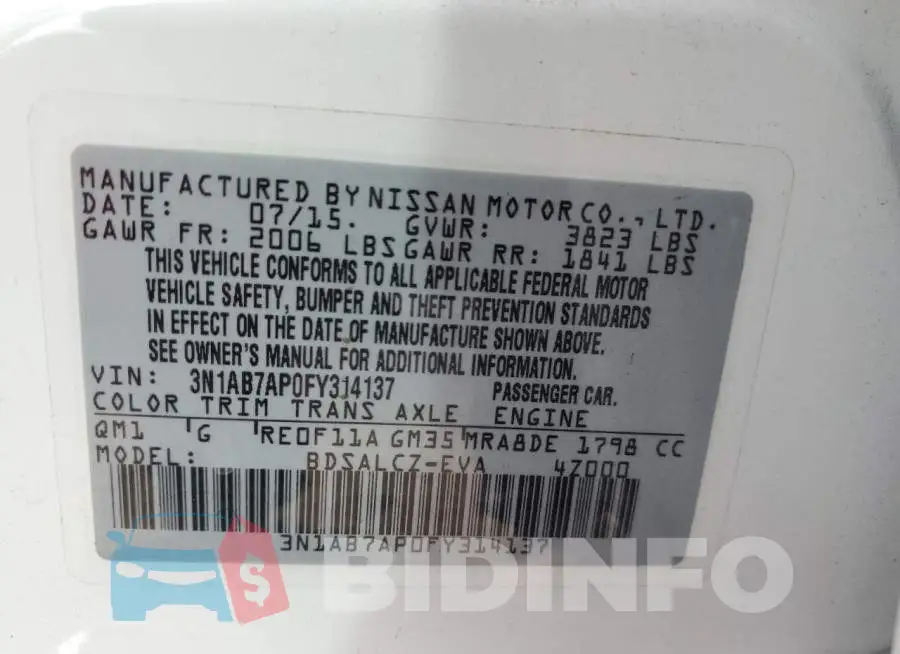 3N1AB7AP0FY314137 Photo# 12