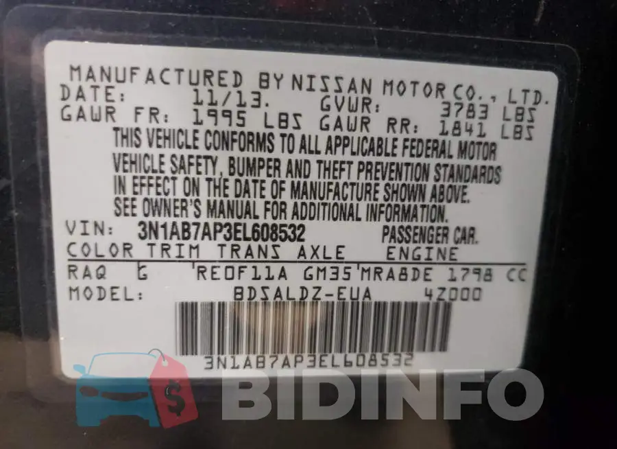 3N1AB7AP3EL608532 Photo# 12