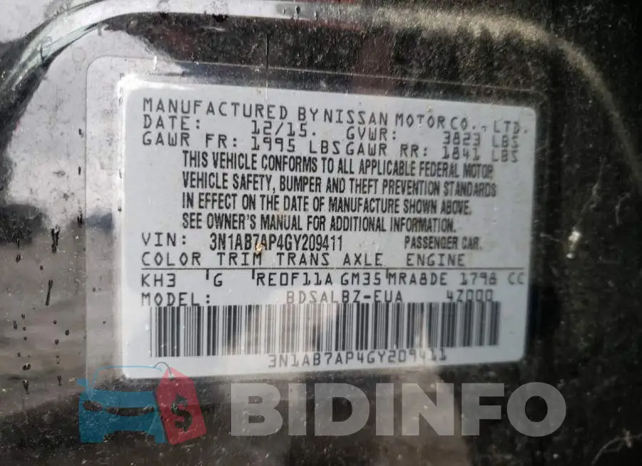 3N1AB7AP4GY209411 Photo# 12