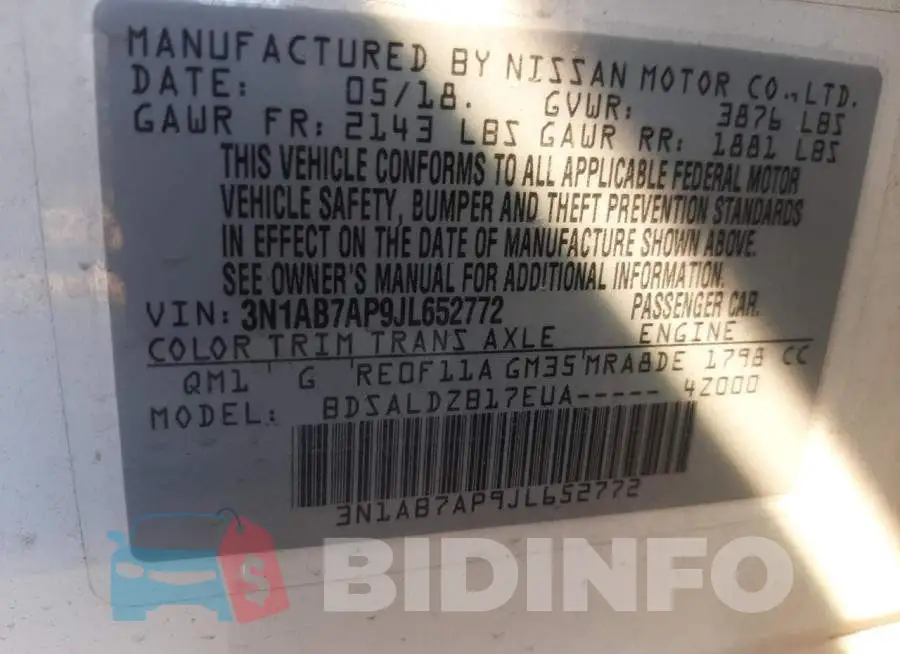3N1AB7AP9JL652772 Photo# 13
