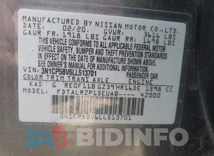 3N1CP5BV6LL513701 Photo# 13