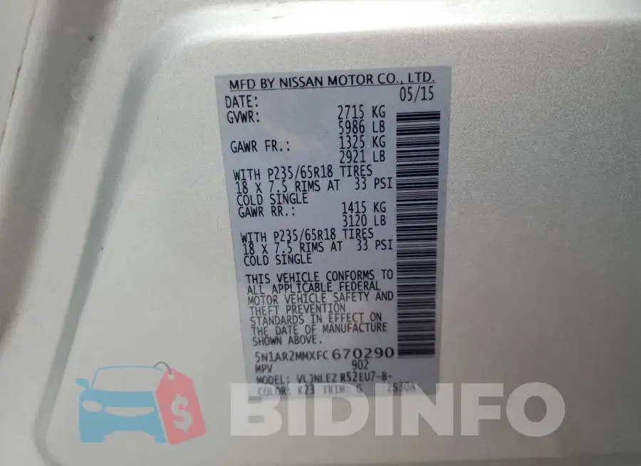 5N1AR2MMXFC670290 Photo# 13
