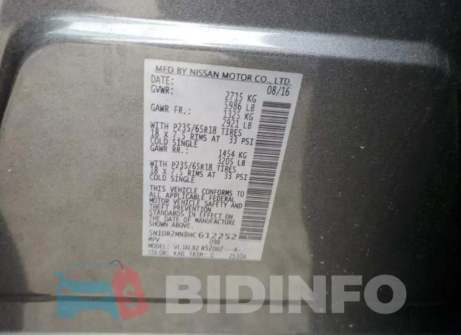 5N1DR2MN8HC612252 Photo# 14