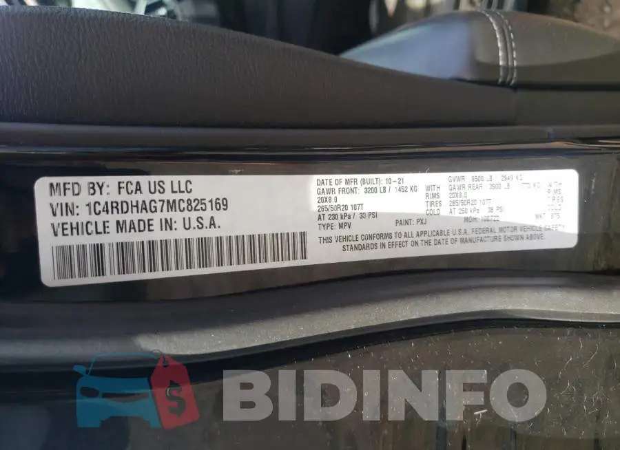 1C4RDHAG7MC825169 Photo# 13