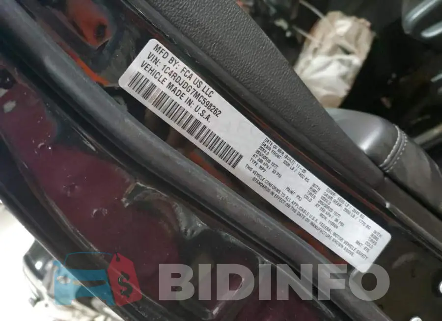 1C4RDJDG7MC598262 Photo# 13