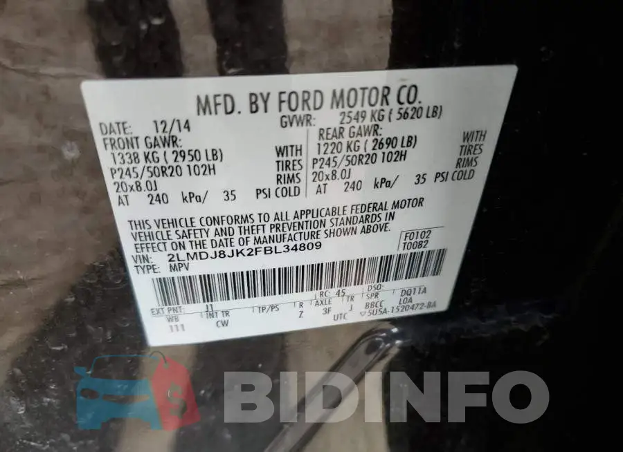 2LMDJ8JK2FBL34809 Photo# 13