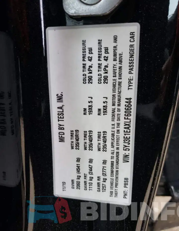 5YJ3E1EAXLF606644 Photo# 12