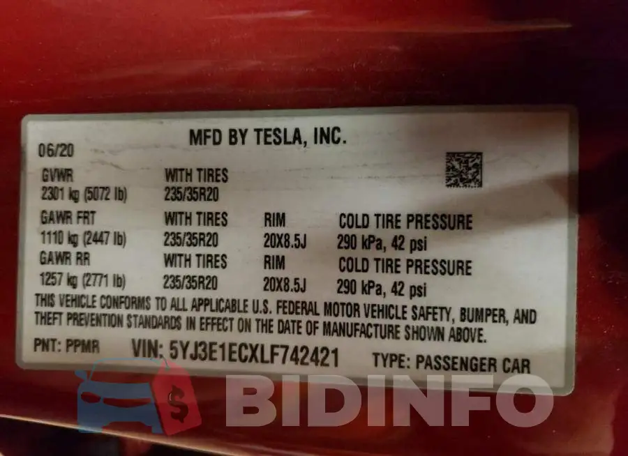 5YJ3E1ECXLF742421 Photo# 13