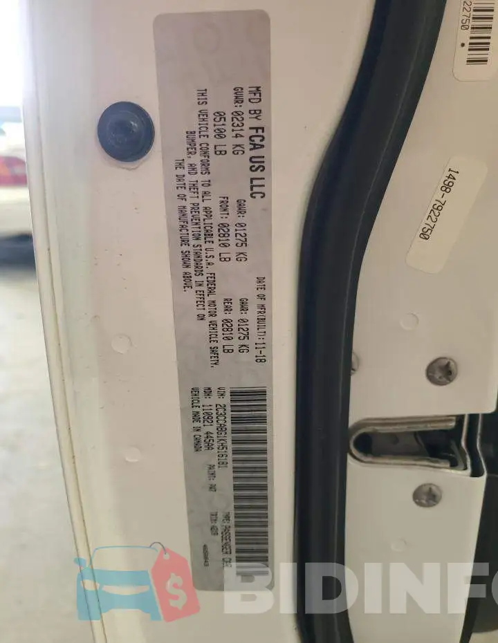 2C3CCABG1KH516181 Photo# 12