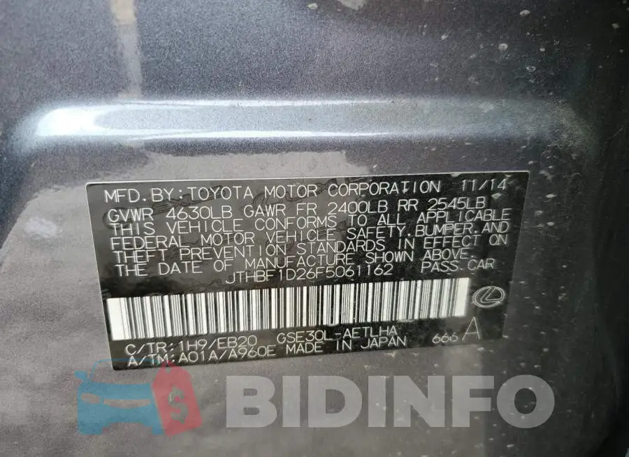 JTHBF1D26F5061162 Photo# 12