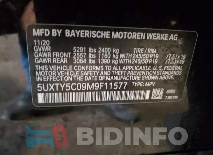 5UXTY5C09M9F11577 Photo# 13