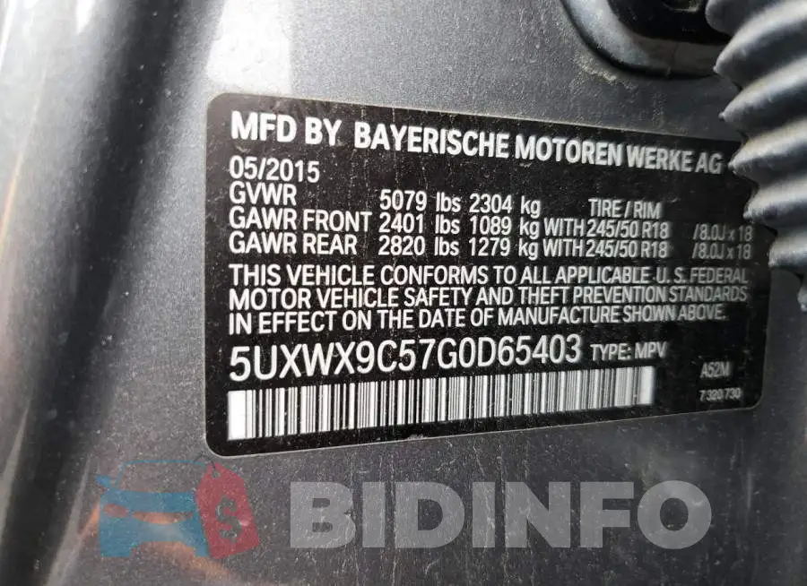 5UXWX9C57G0D65403 Photo# 12