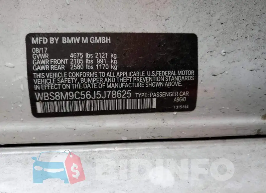 WBS8M9C56J5J78625 Photo# 12