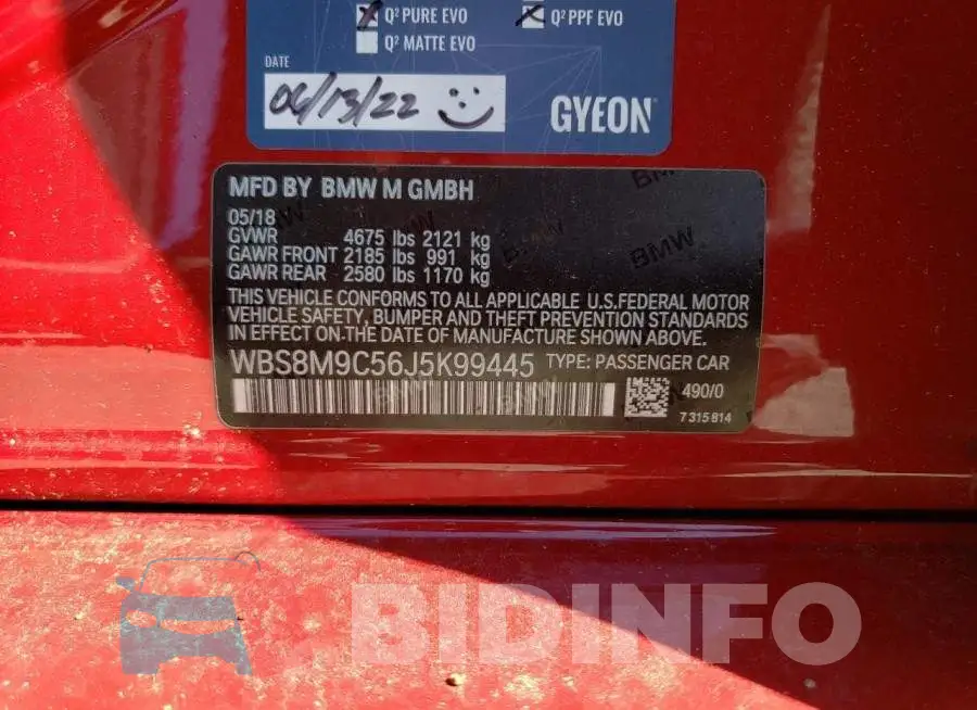 WBS8M9C56J5K99445 Photo# 13