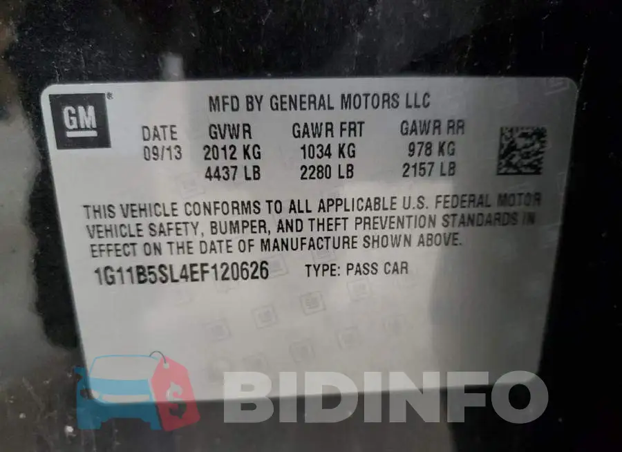 1G11B5SL4EF120626 Photo# 12