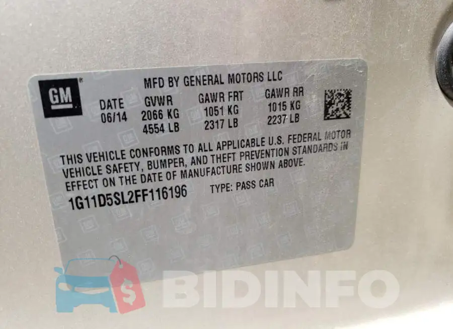 1G11D5SL2FF116196 Photo# 12