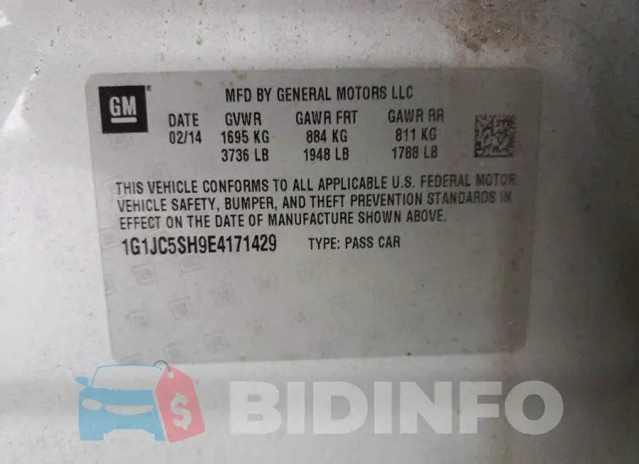 1G1JC5SH9E4171429 Photo# 11