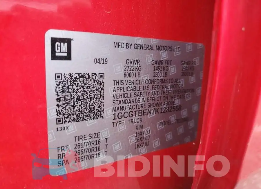 1GCGTBEN7K1282558 Photo# 13