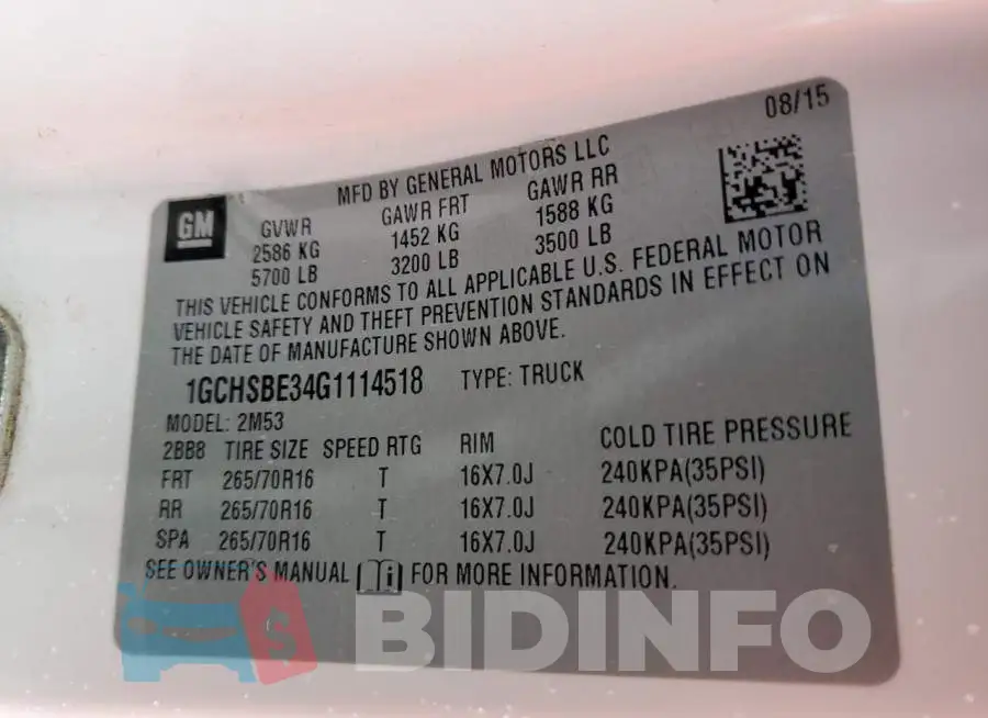 1GCHSBE34G1114518 Photo# 12