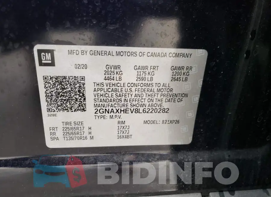 2GNAXHEV8L6220282 Photo# 13
