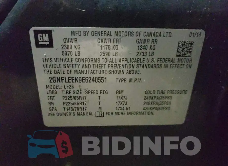 2GNFLEEK9E6240551 Photo# 13