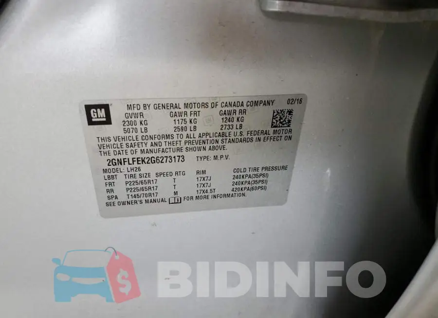 2GNFLFEK2G6273173 Photo# 14