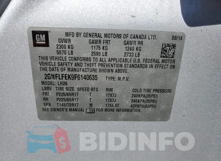 2GNFLFEK9F6140635 Photo# 13