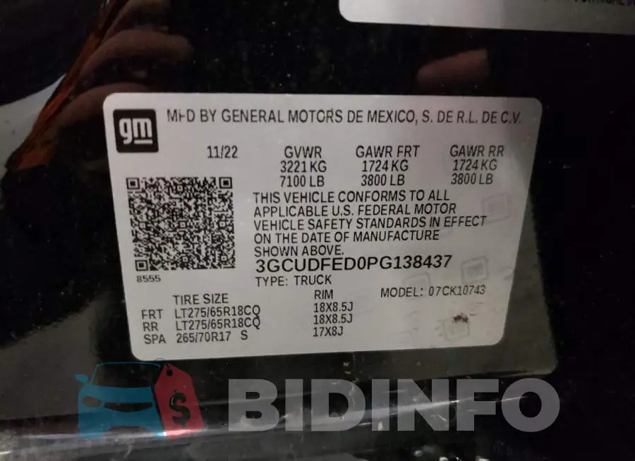 3GCUDFED0PG138437 Photo# 12