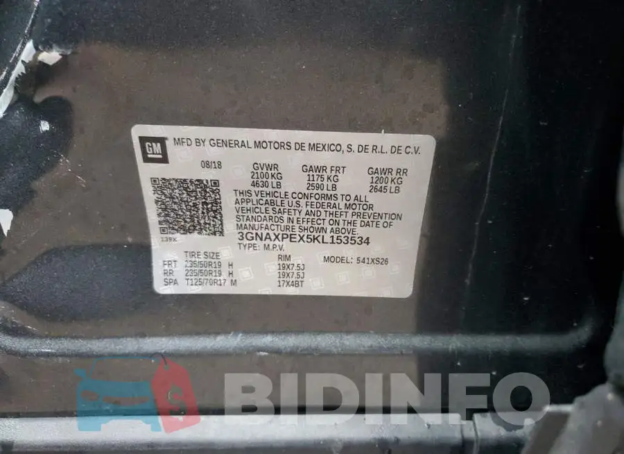 3GNAXPEX5KL153534 Photo# 13