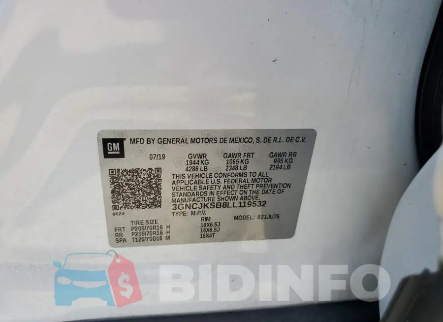 3GNCJKSB8LL119532 Photo# 12