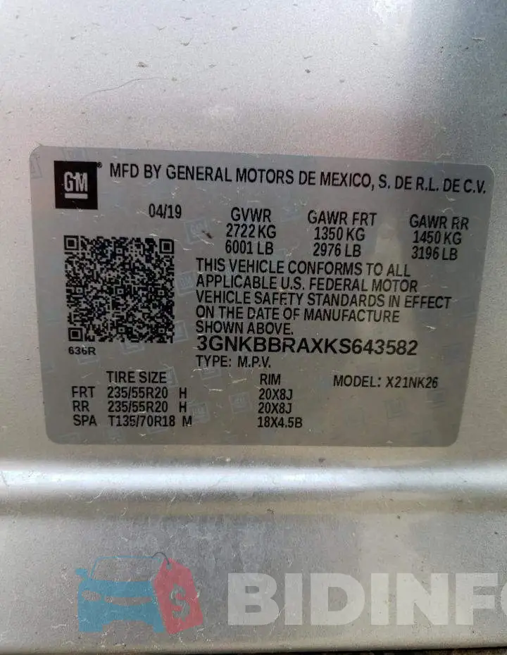 3GNKBBRAXKS643582 Photo# 13