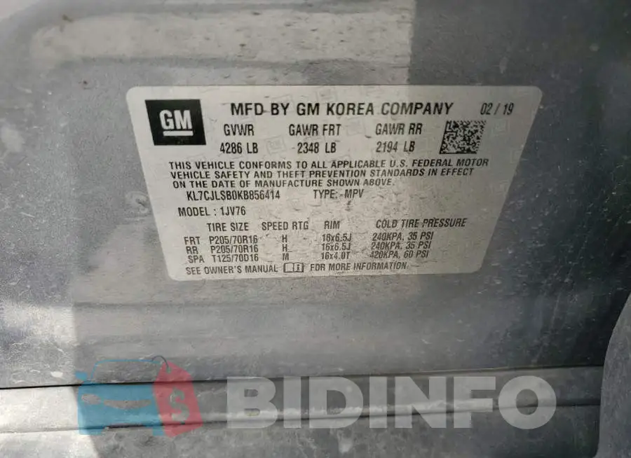 KL7CJLSB0KB856414 Photo# 13