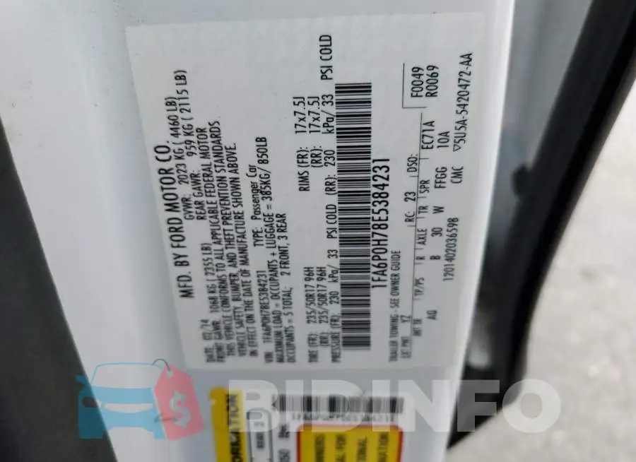 1FA6P0H78E5384231 Photo# 12
